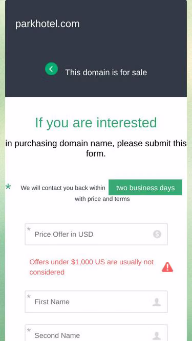 Screenshot of parkhotel.com