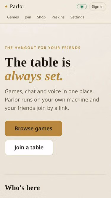 Screenshot of parlor.nexus