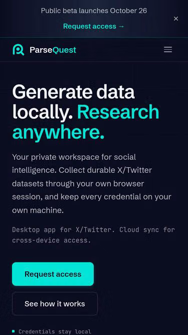 Screenshot of parse.quest