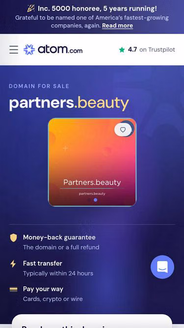 Screenshot of partners.beauty