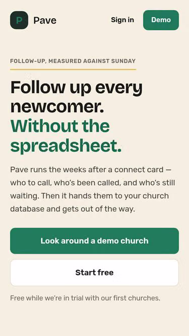 Screenshot of pave.church