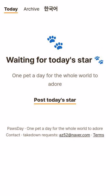 Screenshot of paws.day