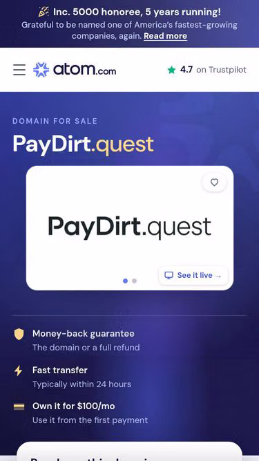 Screenshot of paydirt.quest