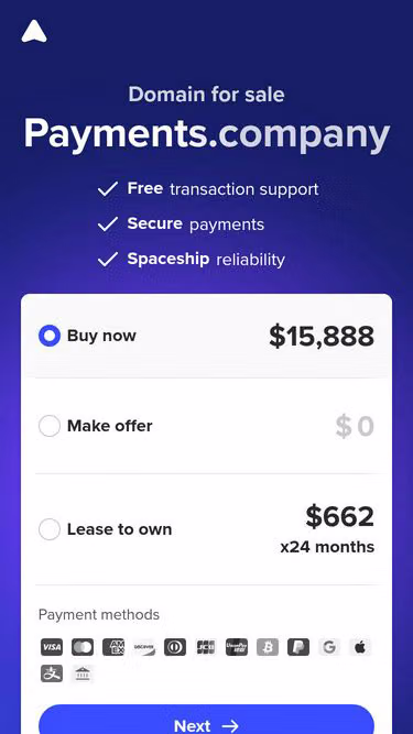 Screenshot of payments.company