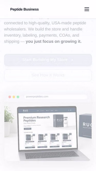 Screenshot of peptide.business