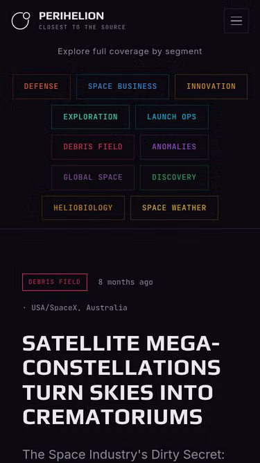 Screenshot of perihelion.space