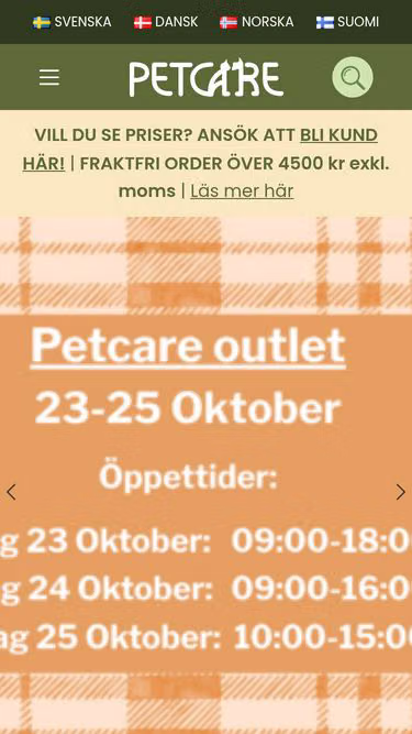 Screenshot of petcare.se