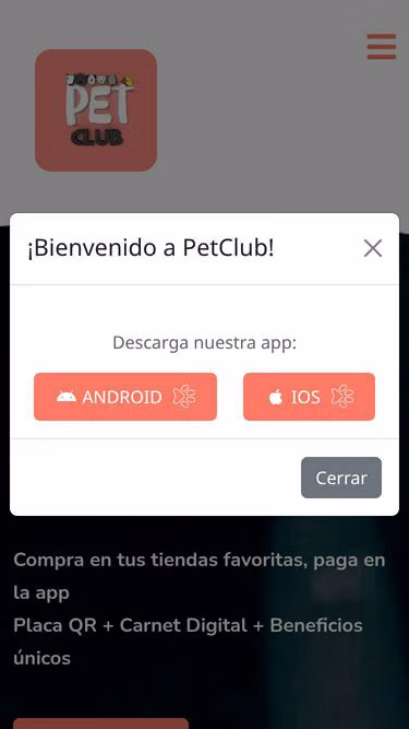 Screenshot of petclub.ec
