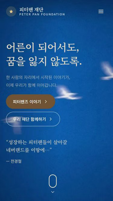 Screenshot of peterpan.or.kr