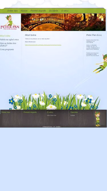 Screenshot of peterpan.si
