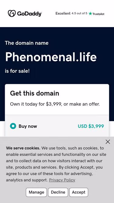 Screenshot of phenomenal.life