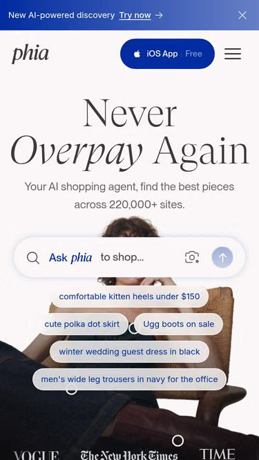 Screenshot of phia.info