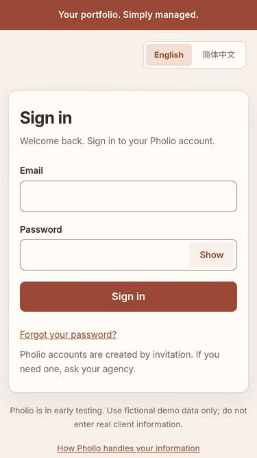 Screenshot of pholio.com.au