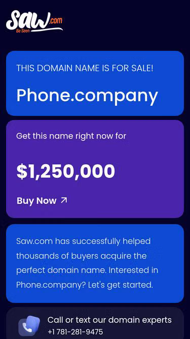Screenshot of phone.company