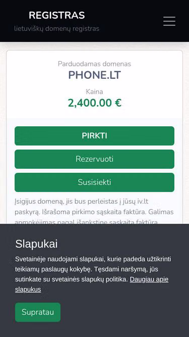 Screenshot of phone.lt
