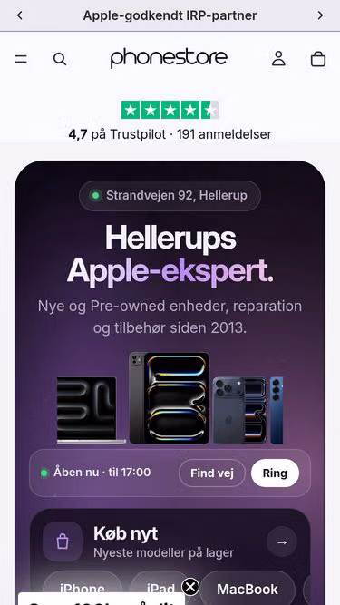 Screenshot of phonestore.dk