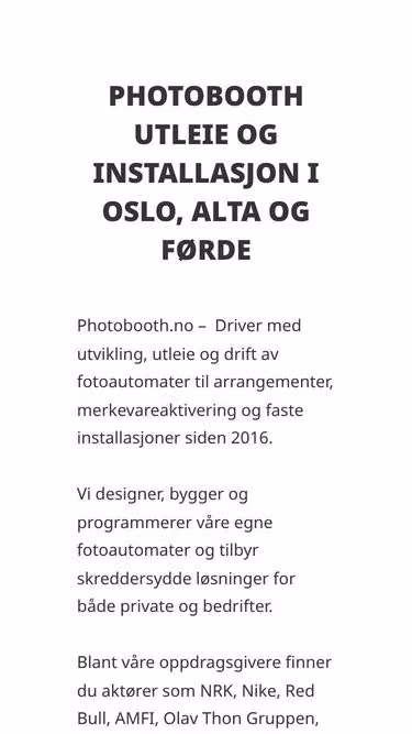 Screenshot of photobooth.no