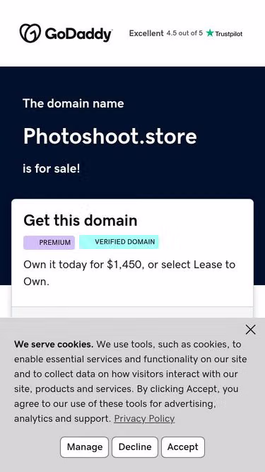 Screenshot of photoshoot.store