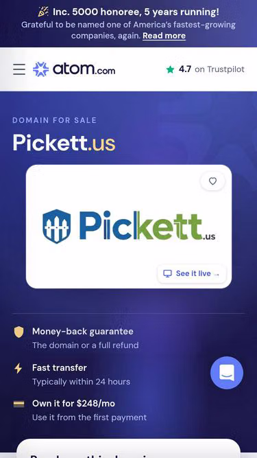 Screenshot of pickett.us