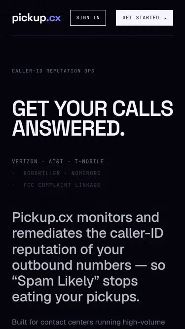 Screenshot of pickup.cx