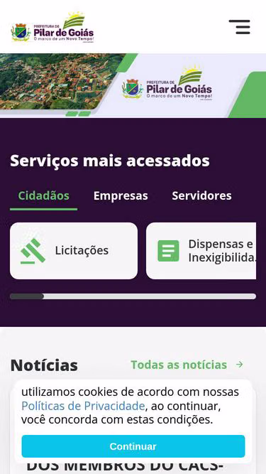 Screenshot of pilar.go.gov.br