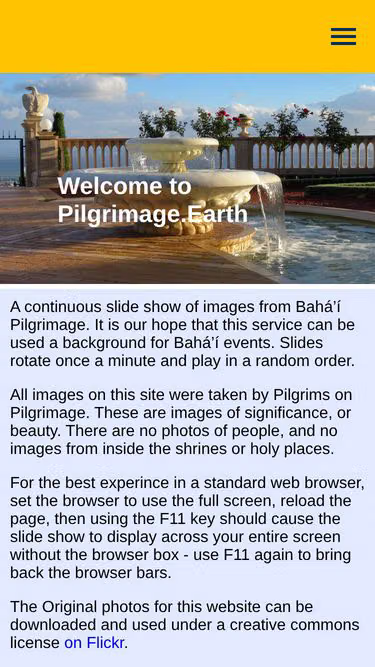 Screenshot of pilgrimage.earth