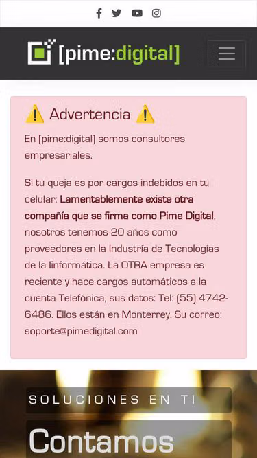 Screenshot of pime.com.mx