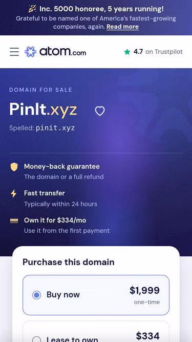 Screenshot of pinit.xyz