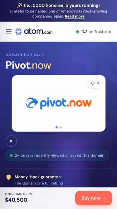 Screenshot of pivot.now