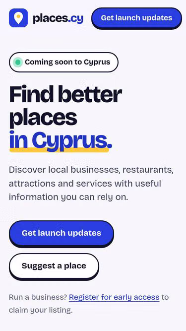 Screenshot of places.cy