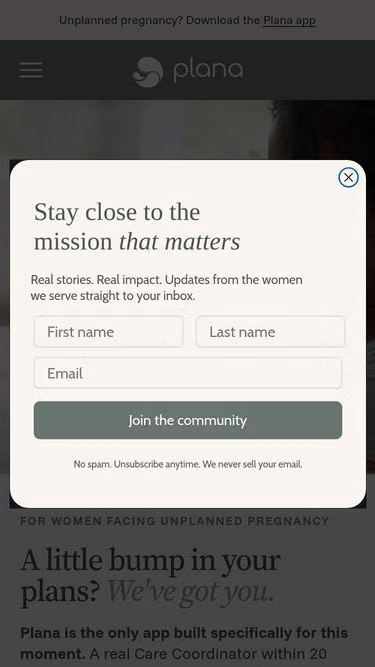 Screenshot of plana.org