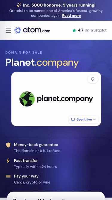 Screenshot of planet.company