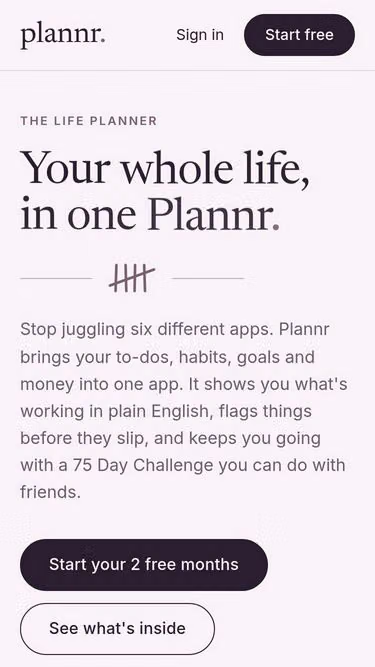 Screenshot of plannr.life
