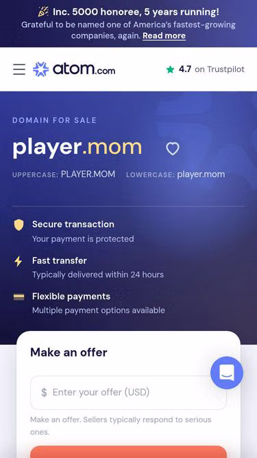 Screenshot of player.mom