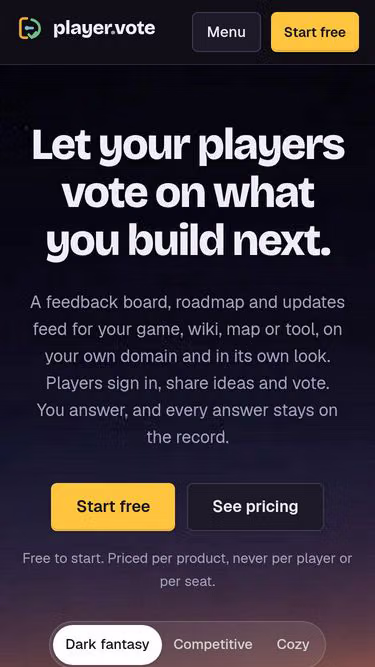 Screenshot of player.vote