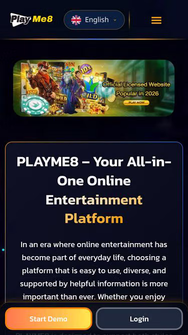 Screenshot of playme8.com