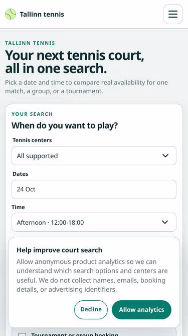 Screenshot of playtennis.ee