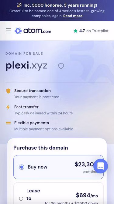 Screenshot of plexi.xyz
