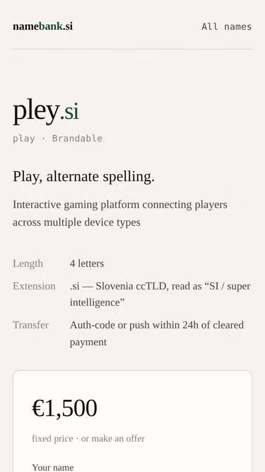 Screenshot of pley.si