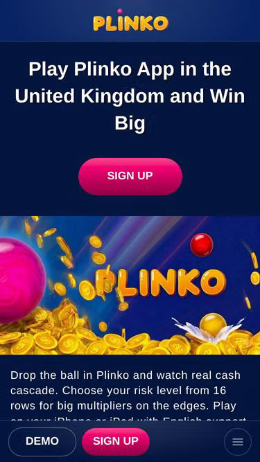 Screenshot of plinko-app.co.uk