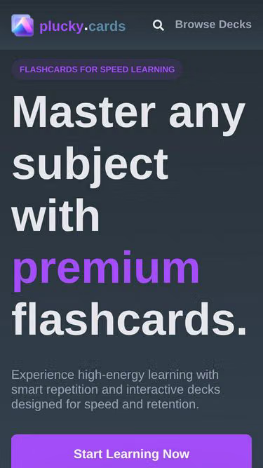 Screenshot of plucky.cards