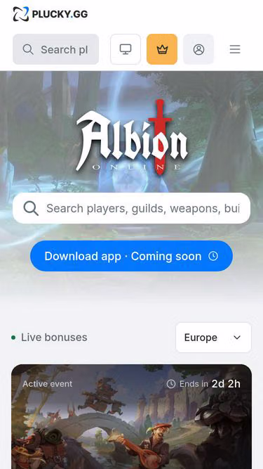Screenshot of plucky.gg