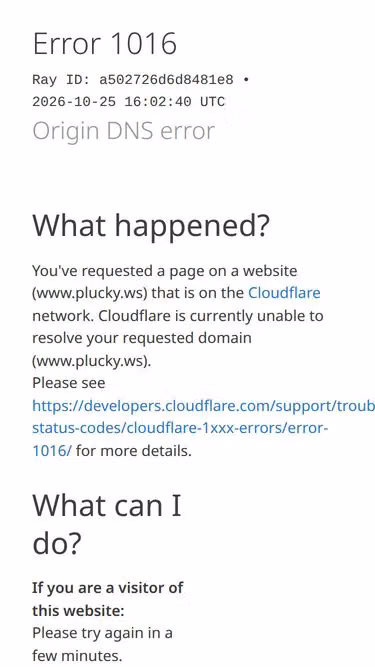 Screenshot of plucky.ws
