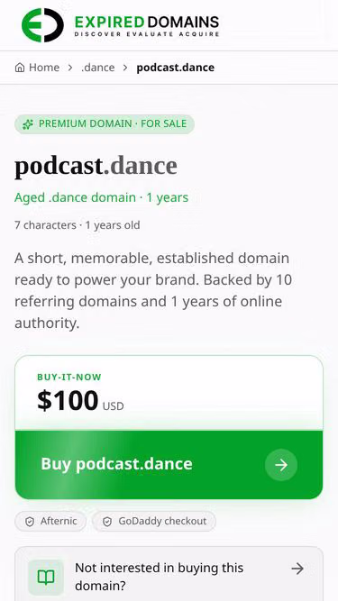 Screenshot of podcast.dance