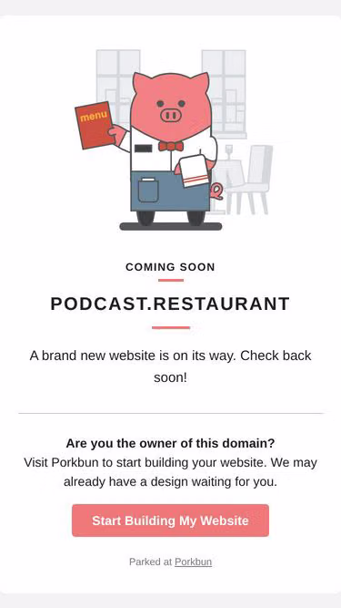 Screenshot of podcast.restaurant