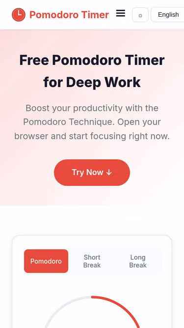 Screenshot of pomodorotimer.cn