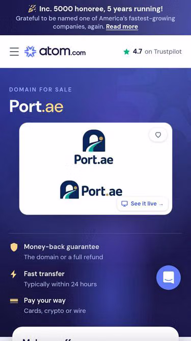 Screenshot of port.ae
