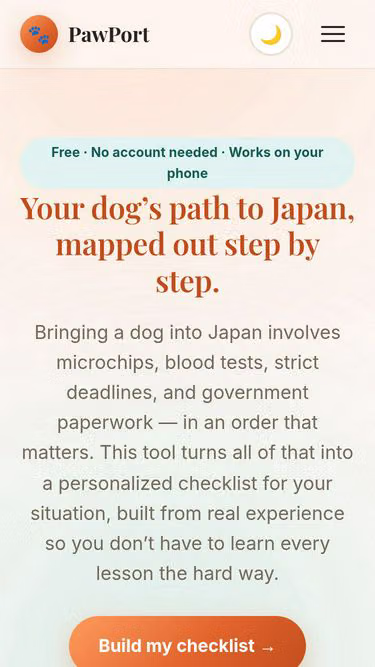 Screenshot of port.dog