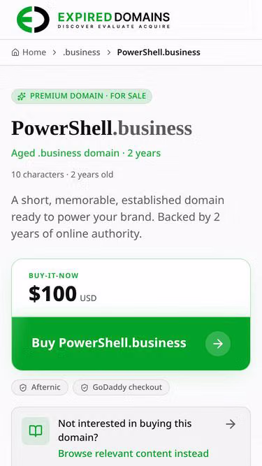 Screenshot of powershell.business