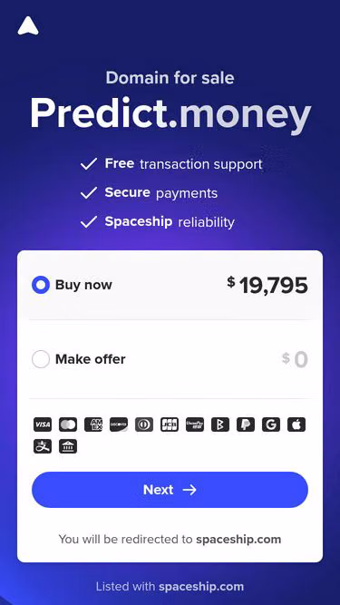 Screenshot of predict.money